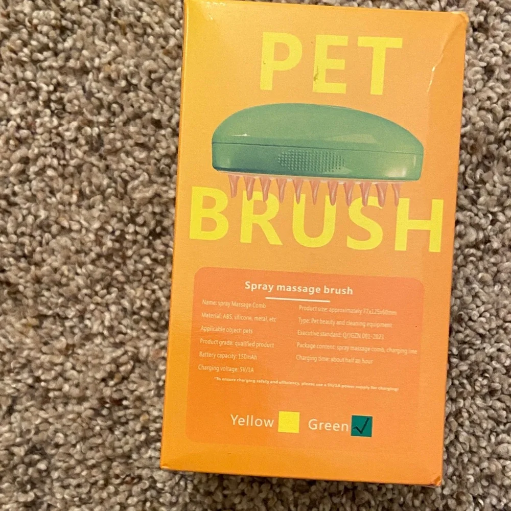 Pet Grooming Massage Brush - Green and Orange